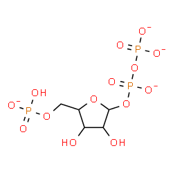 ChemSpider 2D Image | Pentofuranose, 1-O-[hydroxy(phosphonooxy)phosphinyl]-, 5-(dihydrogen phosphate), ion(4-) | C5H9O14P3