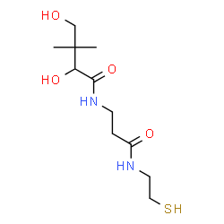 ChemSpider 2D Image | 2,4-Dihydroxy-3,3-dimethyl-N-{3-oxo-3-[(2-sulfanylethyl)amino]propyl}butanamide | C11H22N2O4S