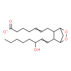 ChemSpider 2D Image | 7-[6-(3-Hydroxy-1-octen-1-yl)-2,3-dioxabicyclo[2.2.1]hept-5-yl]-5-heptenoate | C20H31O5