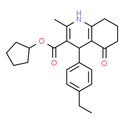 ChemSpider 2D Image | Cyclopentyl 4-(4-ethylphenyl)-2-methyl-5-oxo-1,4,5,6,7,8-hexahydro-3-quinolinecarboxylate | C24H29NO3
