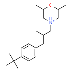 ChemSpider 2D Image | 2,6-Dimethyl-4-{2-methyl-3-[4-(2-methyl-2-propanyl)phenyl]propyl}morpholin-4-iumato | C20H34NO