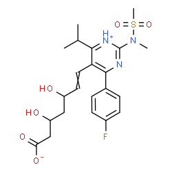 ChemSpider 2D Image | 6-Heptenoic acid, 7-[4-(4-fluorophenyl)-6-(1-methylethyl)-2-[methyl(methylsulfonyl)amino]-5-pyrimidinyl]-3,5-dihydroxy- | C22H28FN3O6S