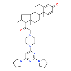 ChemSpider 2D Image | 21-{4-[2,6-Di(1-pyrrolidinyl)-4-pyrimidinyl]-1-piperazinyl}-16-methylpregna-1,4,9(11)-triene-3,20-dione | C38H52N6O2