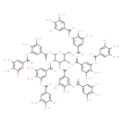 ChemSpider 2D Image | 1,2,3,4,6-Pentakis-O-{3-[(3,4-dihydroxy-5-oxidobenzoyl)oxy]-4,5-dihydroxybenzoyl}hexopyranose | C76H47O46