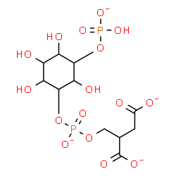 ChemSpider 2D Image | 2-({[({2,3,4,6-Tetrahydroxy-5-[(hydroxyphosphinato)oxy]cyclohexyl}oxy)phosphinato]oxy}methyl)succinate | C11H16O16P2