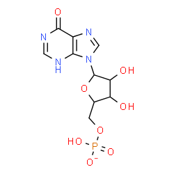 ChemSpider 2D Image | 9-[5-O-(Hydroxyphosphinato)pentofuranosyl]-1,9-dihydro-6H-purin-6-one | C10H12N4O8P