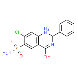 ChemSpider 2D Image | 7-Chloro-4-oxo-2-phenyl-6-sulfamoyl-1,2,3,4-tetrahydroquinazolin-1-ium | C14H13ClN3O3S