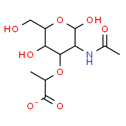 ChemSpider 2D Image | 2-Acetamido-3-O-(1-carboxylatoethyl)-2-deoxyhexopyranose | C11H18NO8