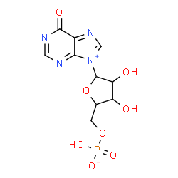 ChemSpider 2D Image | 9-[5-O-(Hydroxyphosphinato)pentofuranosyl]-6-oxo-6H-purin-9-ium | C10H11N4O8P