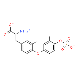ChemSpider 2D Image | 2-Ammonio-3-{3-iodo-4-[3-iodo-4-(sulfonatooxy)phenoxy]phenyl}propanoate | C15H12I2NO7S