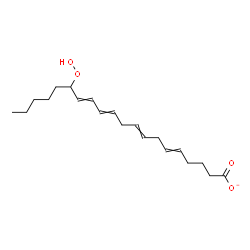 ChemSpider 2D Image | 15-Hydroperoxy-5,8,11,13-icosatetraenoate | C20H31O4