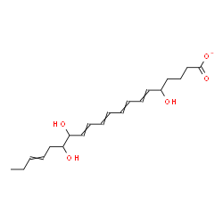 ChemSpider 2D Image | 5,14,15-Trihydroxy-6,8,10,12,17-icosapentaenoate | C20H29O5