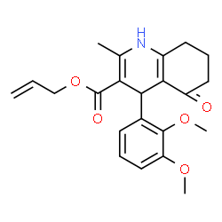 ChemSpider 2D Image | Allyl 4-(2,3-dimethoxyphenyl)-2-methyl-5-oxo-1,4,5,6,7,8-hexahydro-3-quinolinecarboxylate | C22H25NO5