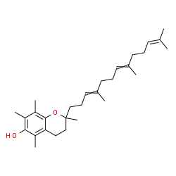 ChemSpider 2D Image | 2,5,7,8-Tetramethyl-2-(4,8,12-trimethyl-3,7,11-tridecatrien-1-yl)-6-chromanol | C29H44O2
