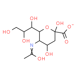 ChemSpider 2D Image | 5-Acetamido-3,5-dideoxy-6-(1,2,3-trihydroxypropyl)hex-2-ulopyranosonate | C11H18NO9