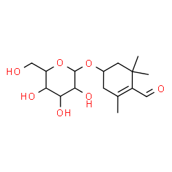 ChemSpider 2D Image | 4-Formyl-3,5,5-trimethyl-3-cyclohexen-1-yl hexopyranoside | C16H26O7