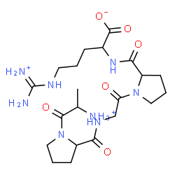 ChemSpider 2D Image | 1-(2-Ammoniopropanoyl)prolylglycyl-N-(4-{[ammonio(imino)methyl]amino}-1-carboxylatobutyl)prolinamide | C21H37N8O6