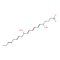 ChemSpider 2D Image | 5,12-Dihydroxy-6,8,10,14,17-icosapentaenoate | C20H29O4