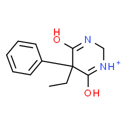 ChemSpider 2D Image | 5-Ethyl-4,6-dioxo-5-phenylhexahydropyrimidin-1-ium | C12H15N2O2