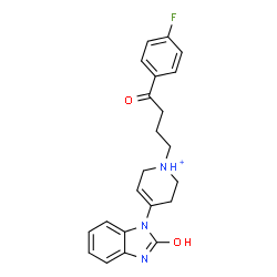 ChemSpider 2D Image | 1-[4-(4-Fluorophenyl)-4-oxobutyl]-4-(2-oxo-2,3-dihydro-1H-benzimidazol-1-yl)-1,2,3,6-tetrahydropyridinium | C22H23FN3O2