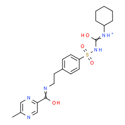 ChemSpider 2D Image | N-({[4-(2-{[(5-Methyl-2-pyrazinyl)carbonyl]amino}ethyl)phenyl]sulfonyl}carbamoyl)cyclohexanaminium | C21H28N5O4S