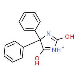 ChemSpider 2D Image | 2,5-Dioxo-4,4-diphenylimidazolidin-1-ium | C15H13N2O2