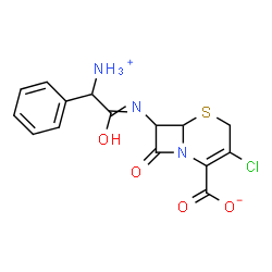 ChemSpider 2D Image | 7-{[Ammonio(phenyl)acetyl]amino}-3-chloro-8-oxo-5-thia-1-azabicyclo[4.2.0]oct-2-ene-2-carboxylate | C15H14ClN3O4S