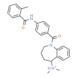 ChemSpider 2D Image | N,N-Dimethyl-1-{4-[(2-methylbenzoyl)amino]benzoyl}-2,3,4,5-tetrahydro-1H-1-benzazepin-5-aminium | C27H30N3O2
