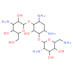 ChemSpider 2D Image | 4,6-Diamino-3-[(3-amino-3-deoxyhexopyranosyl)oxy]-2-hydroxycyclohexyl 6-amino-2-ammonio-2,6-dideoxyhexopyranoside | C18H38N5O10