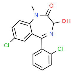 ChemSpider 2D Image | 7-Chloro-5-(2-chlorophenyl)-3-hydroxy-1-methyl-1,3-dihydro-2H-1,4-benzodiazepin-2-one | C16H12Cl2N2O2