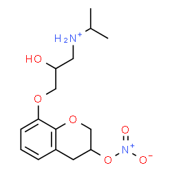 ChemSpider 2D Image | 2-Hydroxy-N-isopropyl-3-{[3-(nitrooxy)-3,4-dihydro-2H-chromen-8-yl]oxy}-1-propanaminium | C15H23N2O6