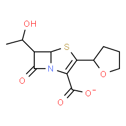 ChemSpider 2D Image | 6-(1-Hydroxyethyl)-7-oxo-3-(tetrahydro-2-furanyl)-4-thia-1-azabicyclo[3.2.0]hept-2-ene-2-carboxylate | C12H14NO5S