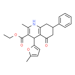 ChemSpider 2D Image | Ethyl 2-methyl-4-(5-methyl-2-furyl)-5-oxo-7-phenyl-1,4,5,6,7,8-hexahydro-3-quinolinecarboxylate | C24H25NO4