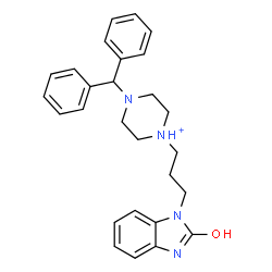 ChemSpider 2D Image | 4-(Diphenylmethyl)-1-[3-(2-oxo-2,3-dihydro-1H-benzimidazol-1-yl)propyl]piperazin-1-ium | C27H31N4O