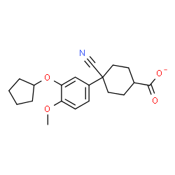 ChemSpider 2D Image | 4-Cyano-4-[3-(cyclopentyloxy)-4-methoxyphenyl]cyclohexanecarboxylate | C20H24NO4