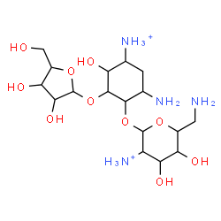 ChemSpider 2D Image | 6-Amino-4-ammonio-3-hydroxy-2-(pentofuranosyloxy)cyclohexyl 6-amino-2-ammonio-2,6-dideoxyhexopyranoside | C17H36N4O10