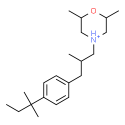 ChemSpider 2D Image | 2,6-Dimethyl-4-{2-methyl-3-[4-(2-methyl-2-butanyl)phenyl]propyl}morpholin-4-ium | C21H36NO