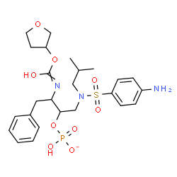 ChemSpider 2D Image | 1-{[(4-Aminophenyl)sulfonyl](isobutyl)amino}-4-phenyl-3-{[(tetrahydro-3-furanyloxy)carbonyl]amino}-2-butanyl hydrogen phosphate | C25H35N3O9PS