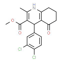 ChemSpider 2D Image | Methyl 4-(3,4-dichlorophenyl)-2-methyl-5-oxo-1,4,5,6,7,8-hexahydro-3-quinolinecarboxylate | C18H17Cl2NO3