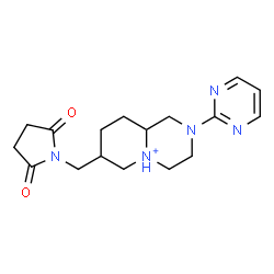 ChemSpider 2D Image | 7-[(2,5-Dioxo-1-pyrrolidinyl)methyl]-2-(2-pyrimidinyl)octahydro-2H-pyrido[1,2-a]pyrazin-5-ium | C17H24N5O2
