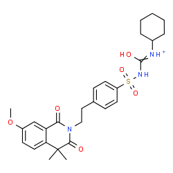 ChemSpider 2D Image | N-[({4-[2-(7-Methoxy-4,4-dimethyl-1,3-dioxo-3,4-dihydro-2(1H)-isoquinolinyl)ethyl]phenyl}sulfonyl)carbamoyl]cyclohexanaminium | C27H34N3O6S