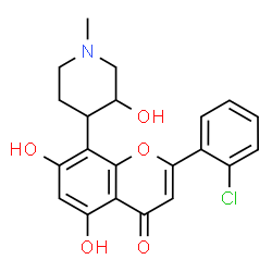 ChemSpider 2D Image | 2-(2-Chlorophenyl)-5,7-dihydroxy-8-(3-hydroxy-1-methyl-4-piperidinyl)-4H-chromen-4-one | C21H20ClNO5