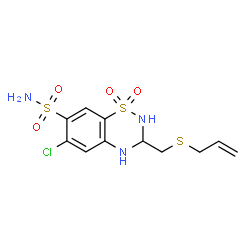 ChemSpider 2D Image | 3-[(Allylsulfanyl)methyl]-6-chloro-3,4-dihydro-2H-1,2,4-benzothiadiazine-7-sulfonamide 1,1-dioxide | C11H14ClN3O4S3