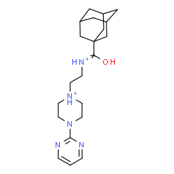 ChemSpider 2D Image | 1-{2-[(Adamantan-1-ylcarbonyl)ammonio]ethyl}-4-(2-pyrimidinyl)piperazin-1-ium | C21H33N5O