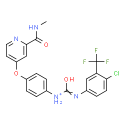 ChemSpider 2D Image | N-{[4-Chloro-3-(trifluoromethyl)phenyl]carbamoyl}-4-{[2-(methylcarbamoyl)-4-pyridinyl]oxy}anilinium | C21H17ClF3N4O3