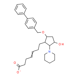 ChemSpider 2D Image | 7-[5-(4-Biphenylylmethoxy)-3-hydroxy-2-(1-piperidinyl)cyclopentyl]-4-heptenoate | C30H38NO4