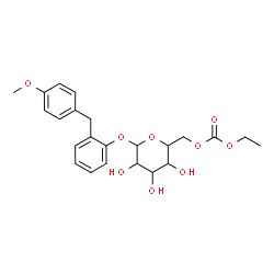 ChemSpider 2D Image | 2-(4-Methoxybenzyl)phenyl 6-O-(ethoxycarbonyl)hexopyranoside | C23H28O9