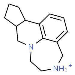 ChemSpider 2D Image | 4,5,6,7,9,9a,10,11,12,12a-Decahydrocyclopenta[c][1,4]diazepino[6,7,1-ij]quinolin-5-ium | C15H21N2