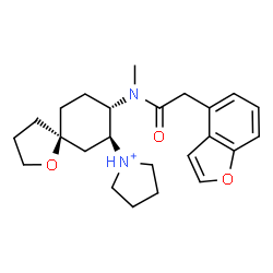 ChemSpider 2D Image | 1-{(5R,7S,8S)-8-[(1-Benzofuran-4-ylacetyl)(methyl)amino]-1-oxaspiro[4.5]dec-7-yl}pyrrolidinium | C24H33N2O3