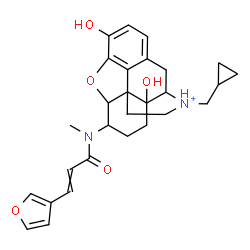 ChemSpider 2D Image | N-[17-(Cyclopropylmethyl)-3,14-dihydroxy-4,5-epoxymorphinan-17-ium-6-yl]-3-(3-furyl)-N-methylacrylamide | C28H33N2O5
